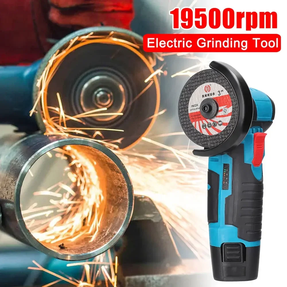 12V Brushless Angle Grinder 18500RPM Rechargeable Grinding Tool Cordless Polishing Machine Diamond Cutting Grinder Electric Tool