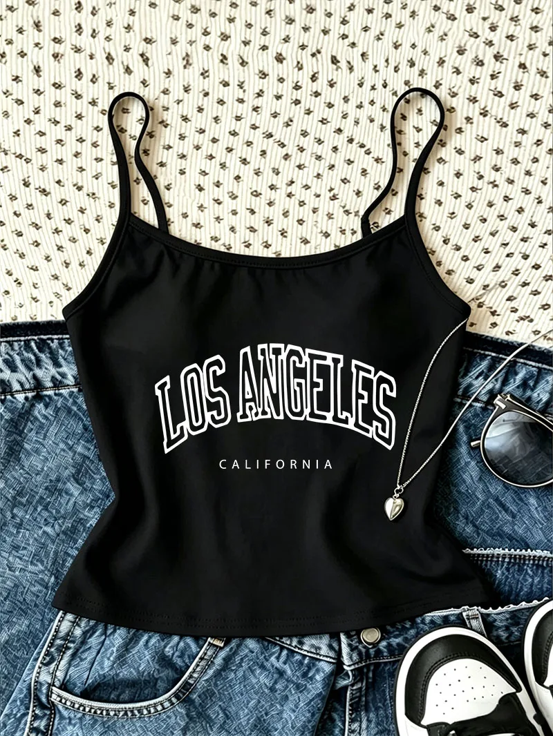Fashion Y2k Camisole Top Los Angeles California Print Casual Crop Top Vest 90s Graphic Women'S Tank Top Spring Summer