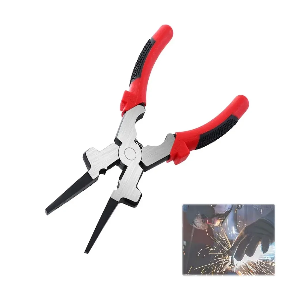

8 Inch Welding Pliers Welding Auxiliary Tool Removing Wire Cutting Multi-function Welding Pliers Flat Mouth Pincers
