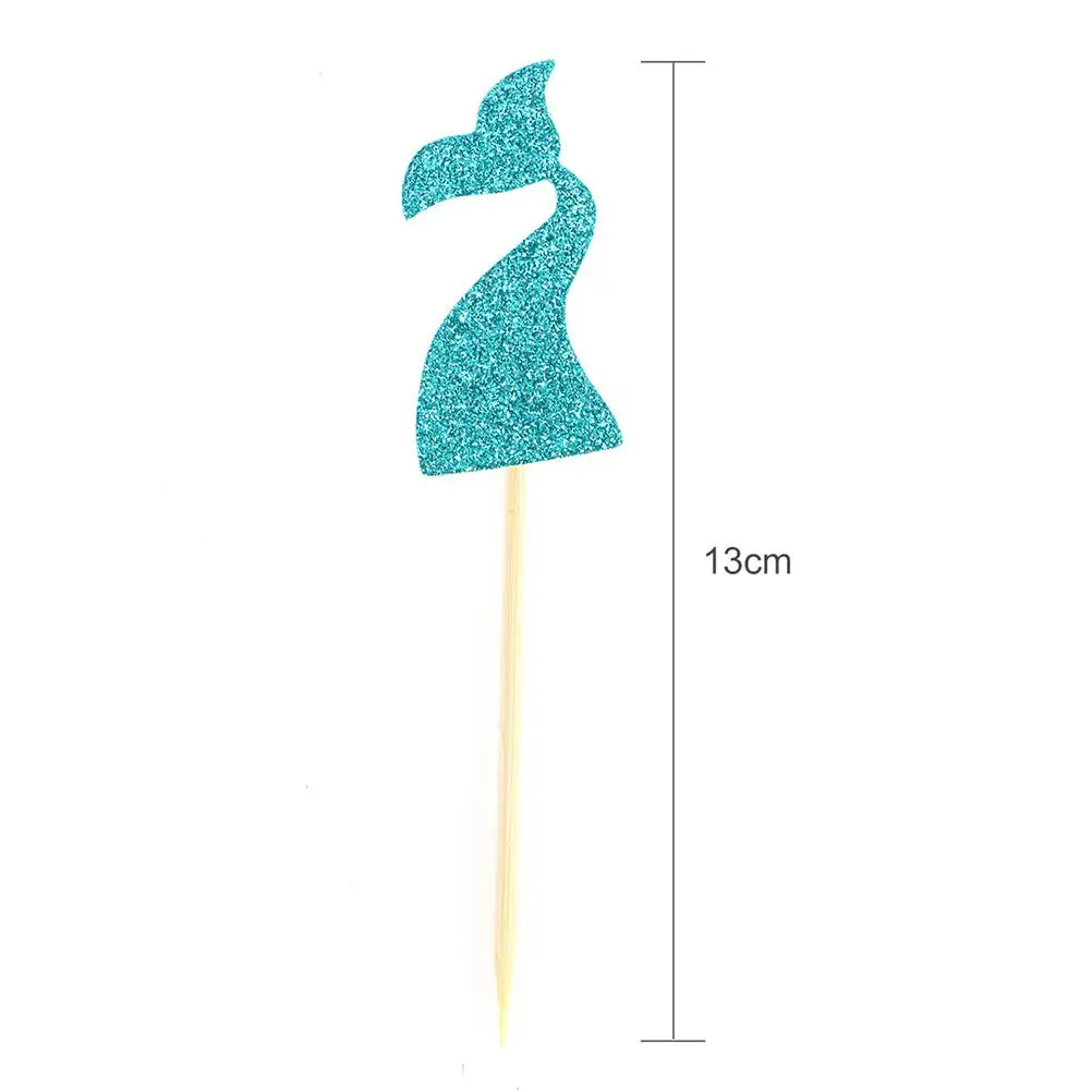 

36 Pcs Cake Decorations Ocean Theme Bamboo Birthday Party Supplies Mermaid Dessert Toppers Cupcake Picks Cake Decor