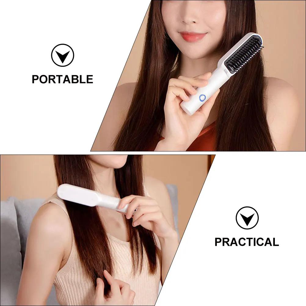 

1 set 1 Set Portable Hair Straightener Comb Smoothing Heating Brush Usb Electric Styling Tool For Female Curler Salon Use