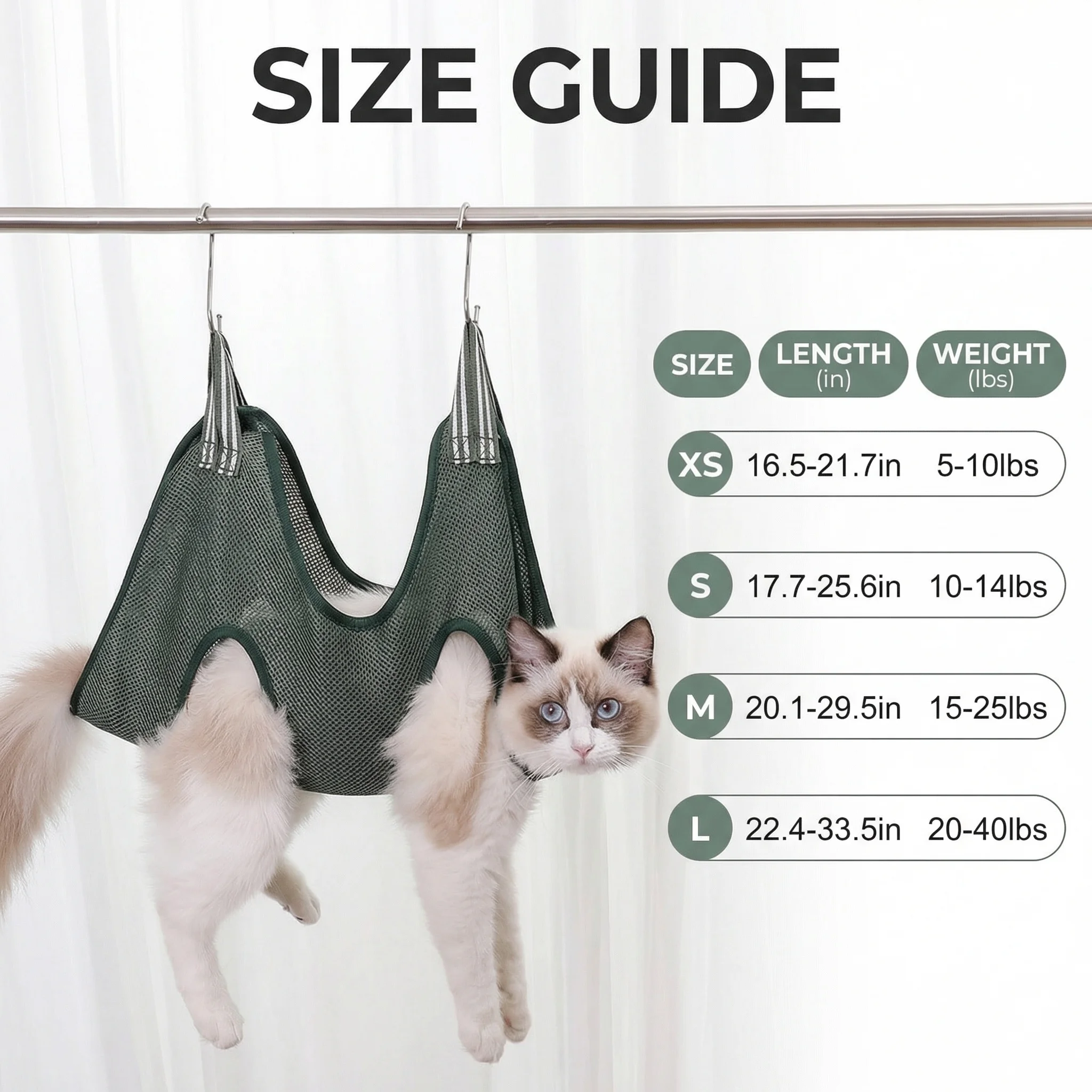 Cats Grooming Hammock Cat Dog Nail Trimming Restraint Bag Anti-Scratch Sling for Small Medium Dogs Adjustable Hanging Helper