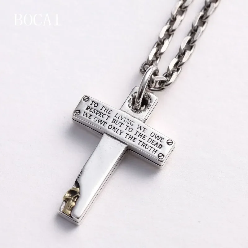 

New S925 Sterling Silver, Letter Cross Skull, Punk Hip-hop Pendant For Men And Women, Tide