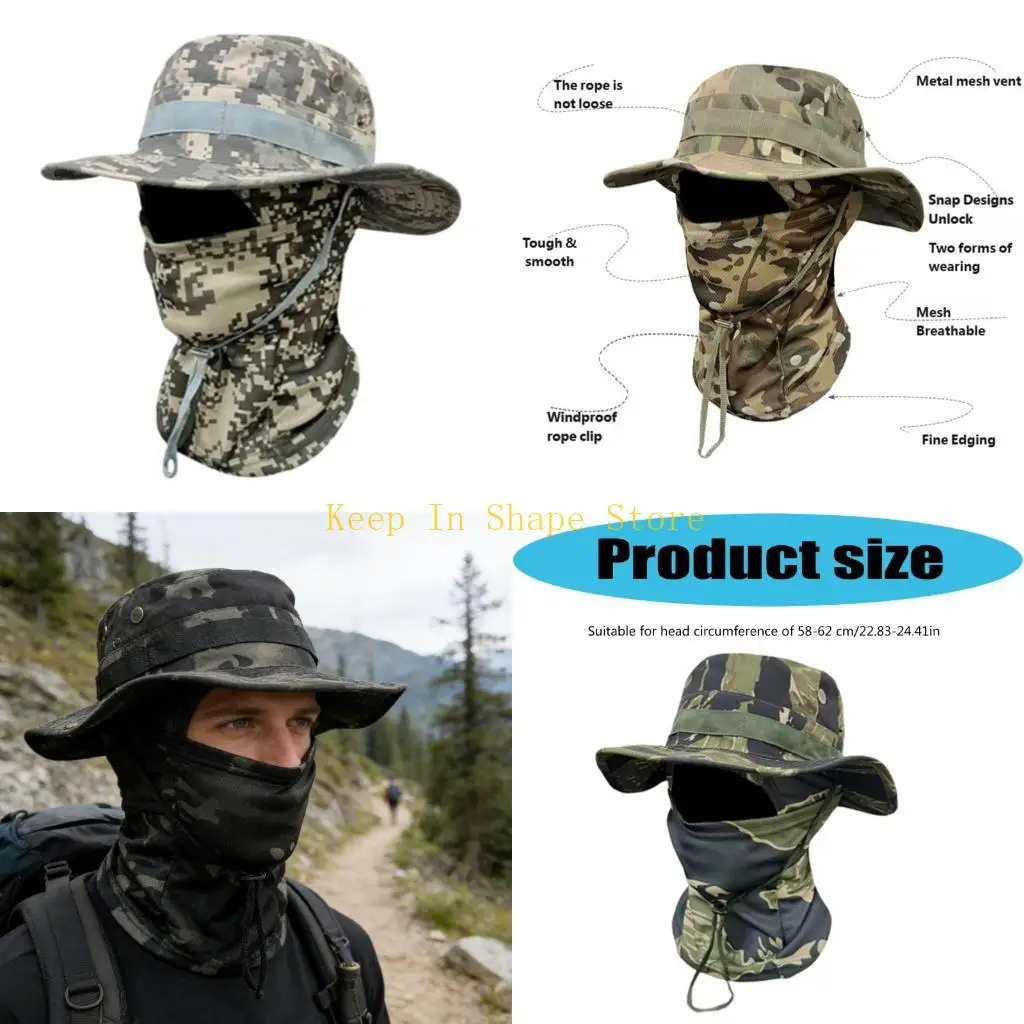 

U1JC Шапка для скалолазания Быстросохнущая рыболовная шляпа от солнца Шарф с широкими полями для защиты лица от солнечного света