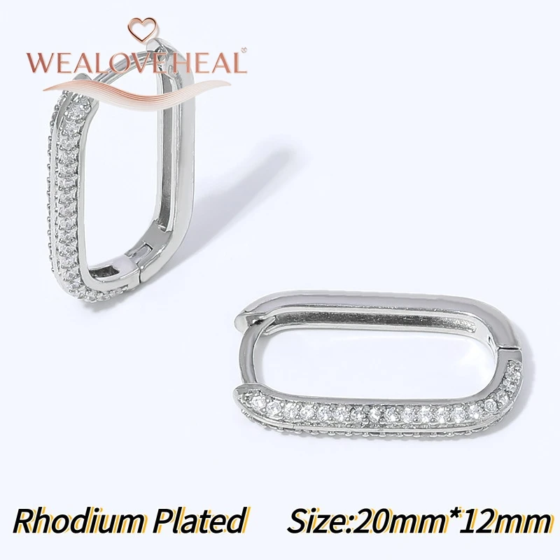 ohrringe damen,ohrringe,Trendige rechteckige Mikro-Zirkonia-Huggie-Ohrringe, 18K vergoldetes Messing, geometrische Creolen, Piercing-Schmuck, Damengeschenk – Detail 24
