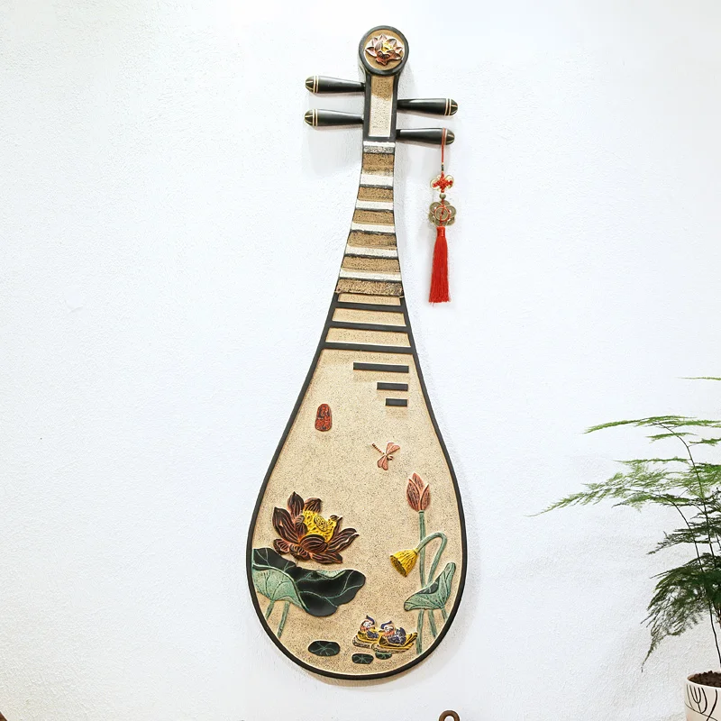 New Chinese decoration Pipa wall decorationporch mural studydecorative painting wall art relief painting background wall pendant