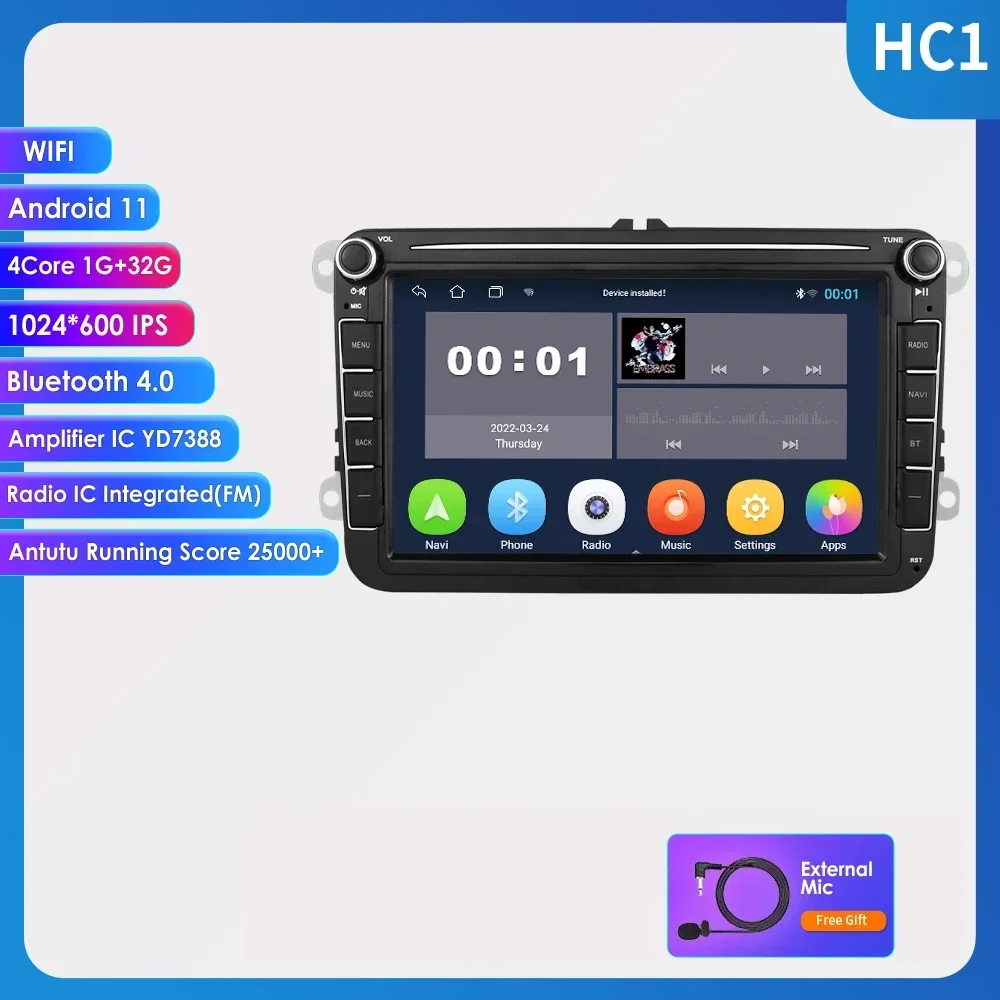 Carplay Android 12 Autoradio multimedia Speler Audio Stereo GPS Navi Voor VW POLO GOLF 5 PASSAT SKODA SEAT TOURAN TIGUAN JETTA