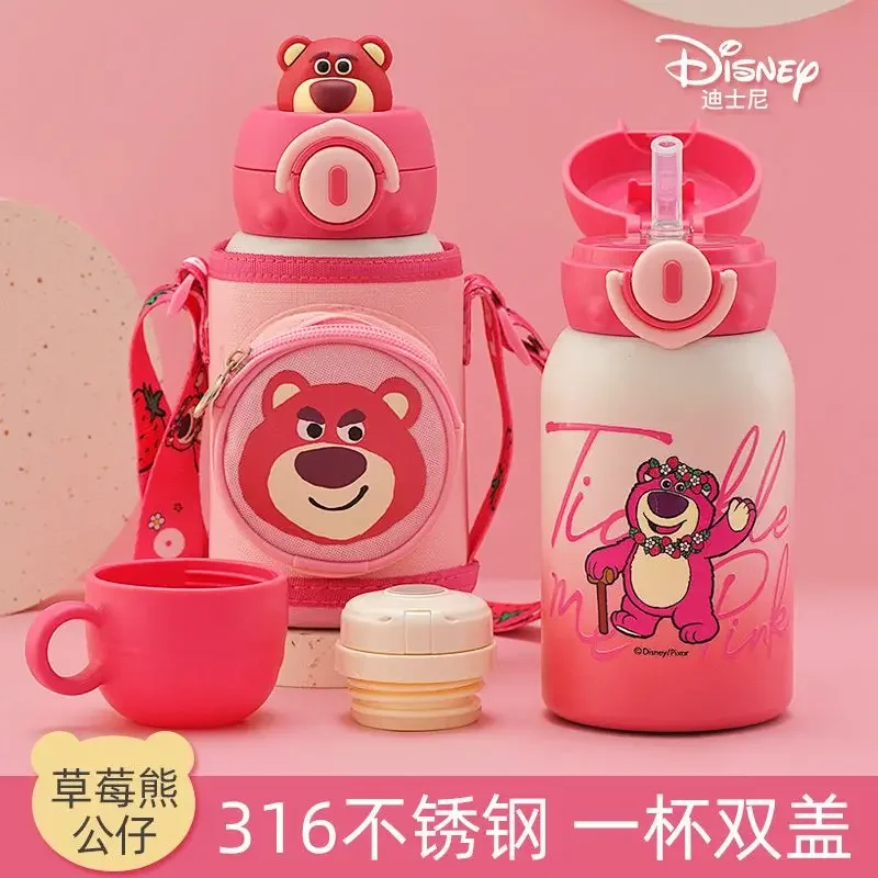 Lotso Mickey children's new sweet and cute cartoon three-dimensional doll stainless steel fall-resistant portable thermos cup