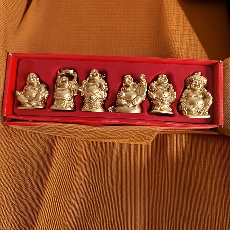 

Resin Buddha Statue Small Maitreya Buddha Ornament Set One Set Six Golden