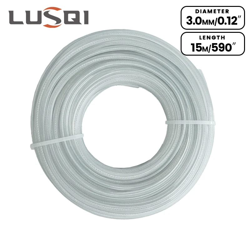 LUSQI  3mm * 15m  Square  Grass Trimmer Line Nylon Spiral Brush Cutter Rope Lawn Mower Head Accessory Garden Back Yard Grass