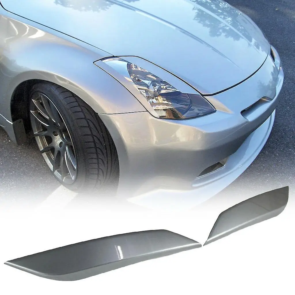 2 Pcs Headlight Eyebrows Cover Sticker For 350z 2 Door 03-08 Silver