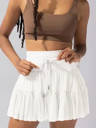 Women Skirt Pants with Lace and Ruffle Edges Wide Leg Shorts Drape Feel Versatile Casual Skirt Pants