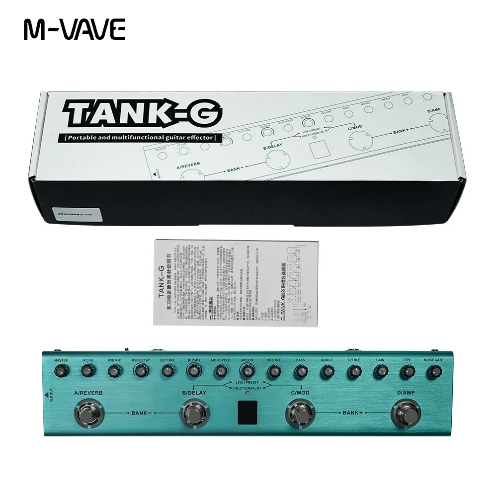 M-VAVE Tank-G Electric Guitar Multi-Effect Pedal 36 Presets 9 Preamp Slots 8 IR Cab Slots 3 Modulation Delay Reverb Effect Pedal