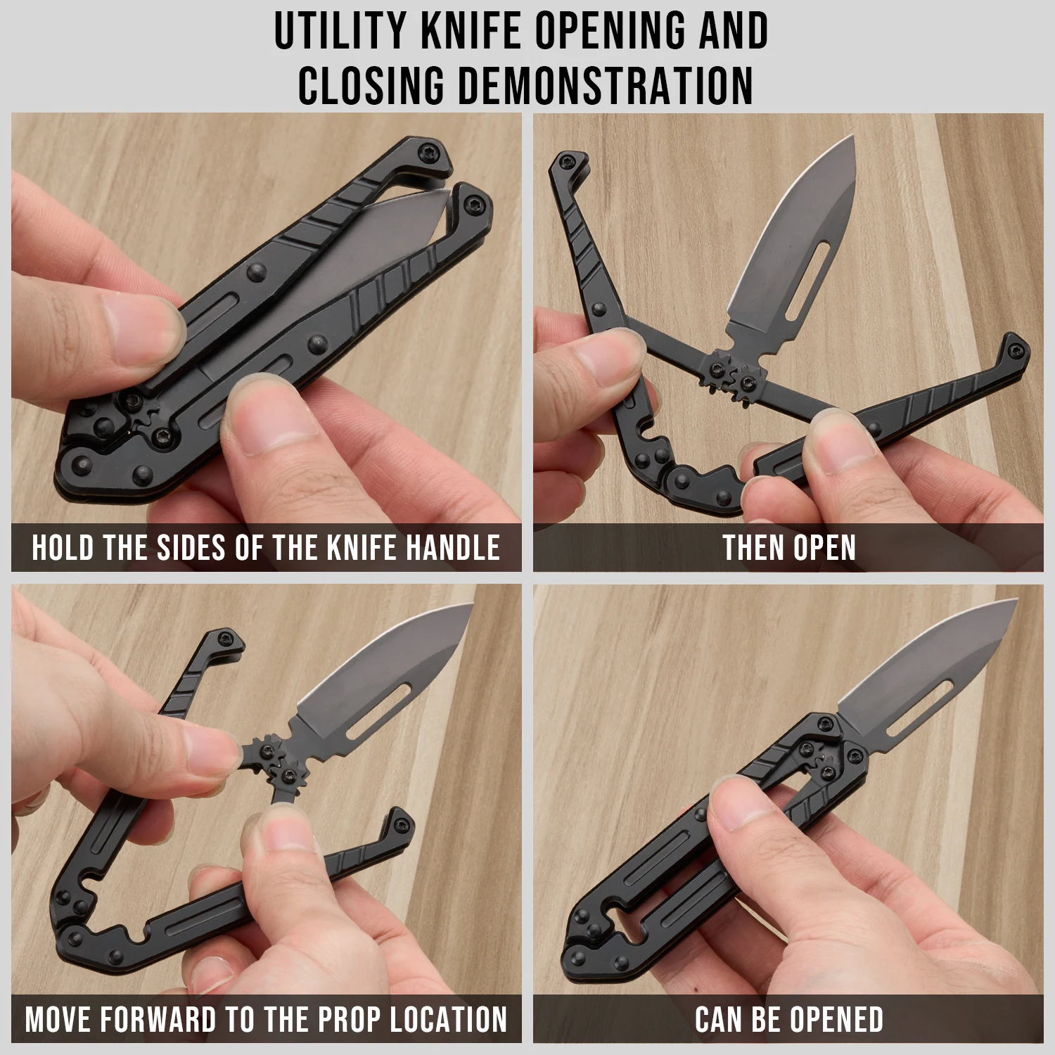 Mechanical Folding Tool, Creative Metal Gift for Men's Birthday, Unique EDC Portable Gear with Nylon Sheath (Grey Black)