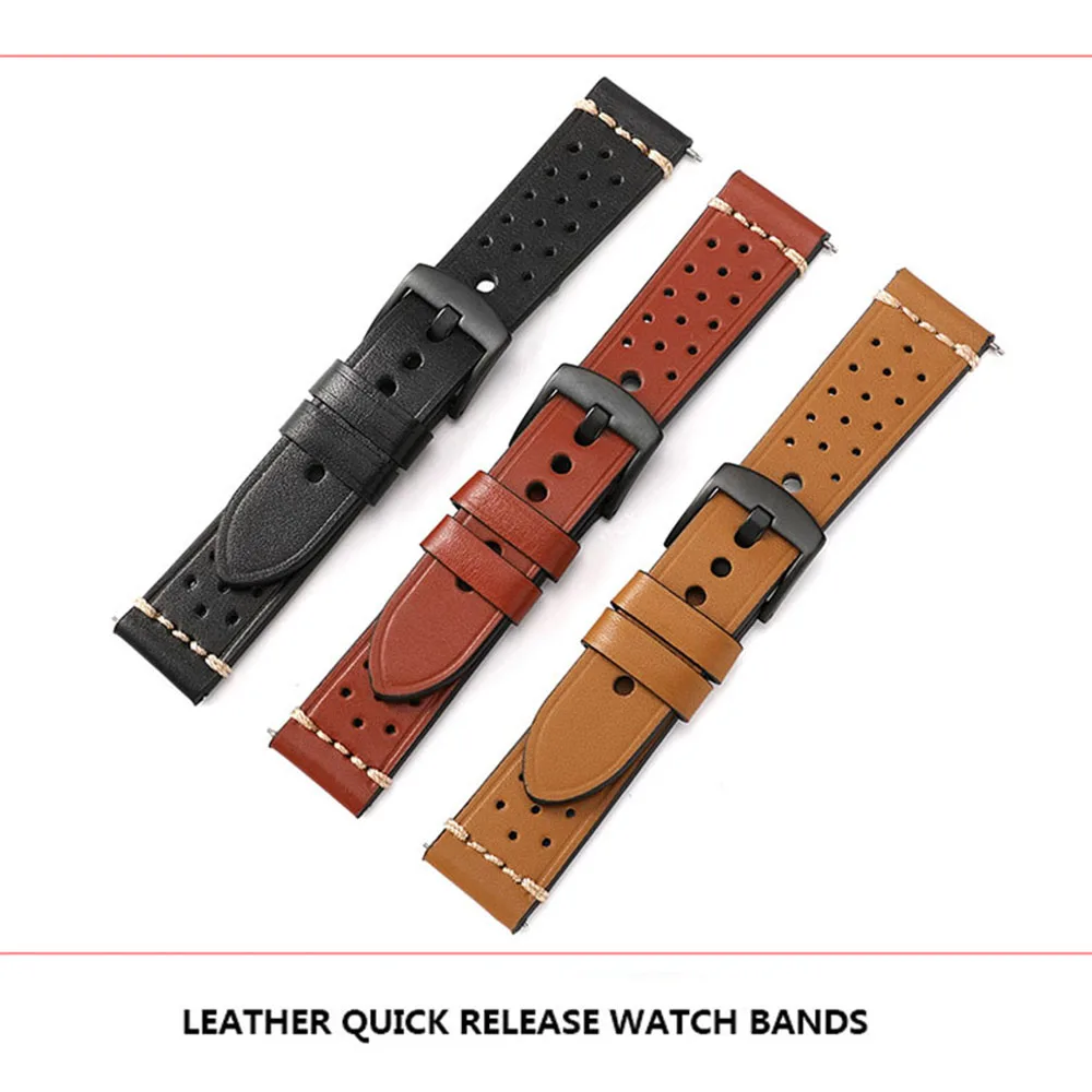 Fashion Quick Release Watch Bands Top Grain Genuine Leather Watch Band Strap 20mm 22mm Handmade Vintage Watchbands