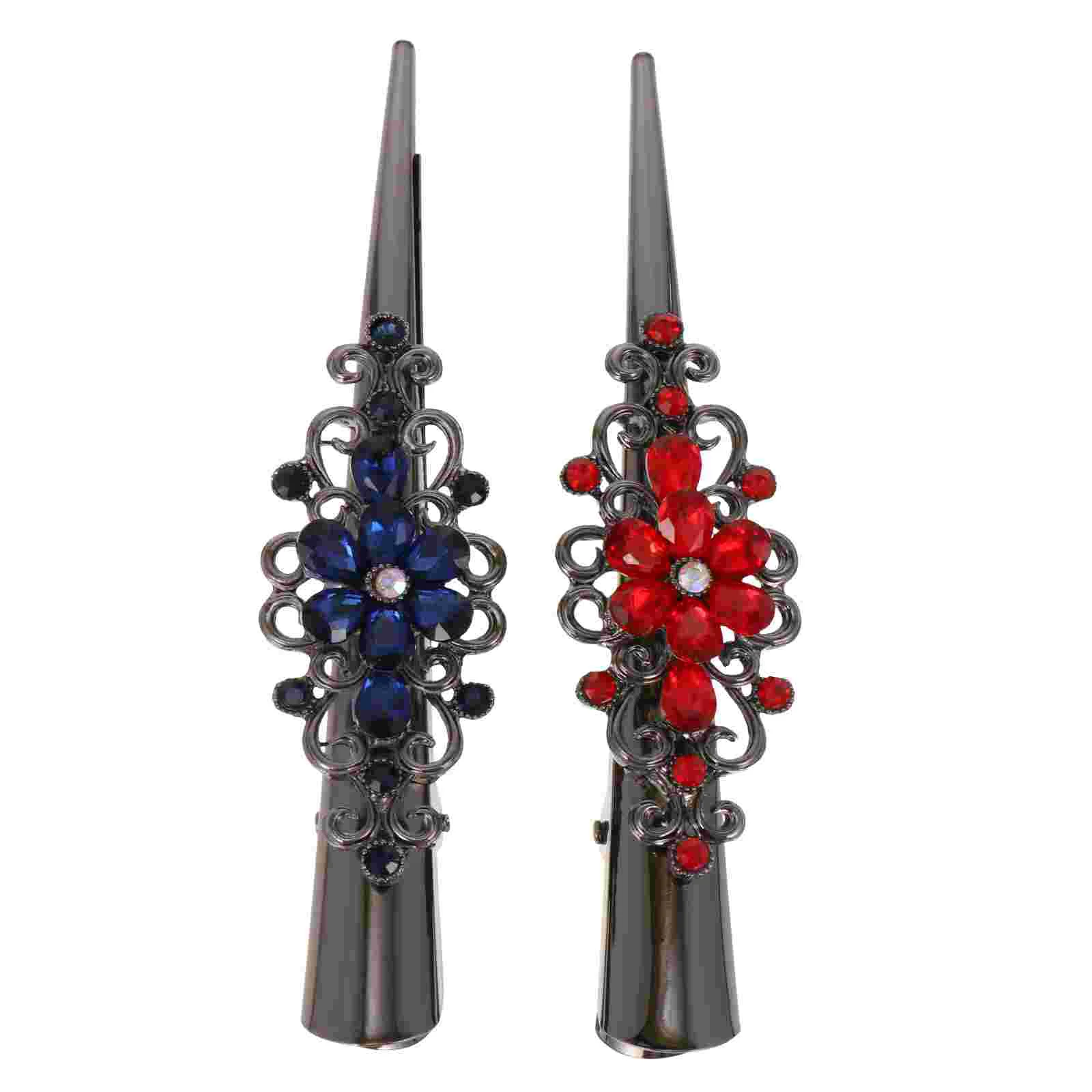 2 Pcs Horn Clip Hair Accessories Mannequin Women Accessory Headdress Bride Barrette Rhinestone Hairpin Crystal Women's