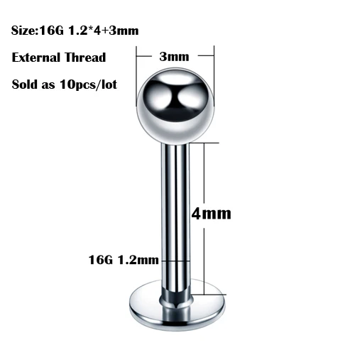 10 Stück/20 Stück/50 Stück G23 Titan Labret Piercing Internes und externes Design Lippenpiercing Labret Ohrstecker Knorpel Helix Piercing