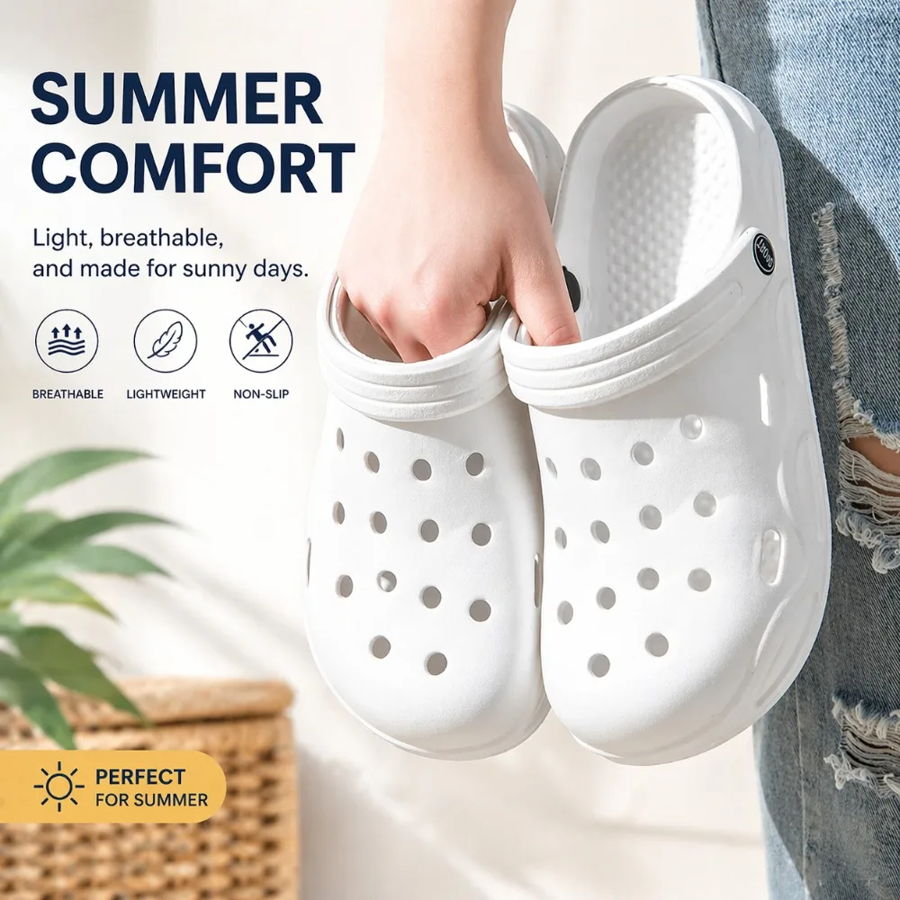 

Lightweight Thick-soled Summer Hollow Out Closed Toe Non-slip Soft Bottom Men's Garden Shoes for Daily Use