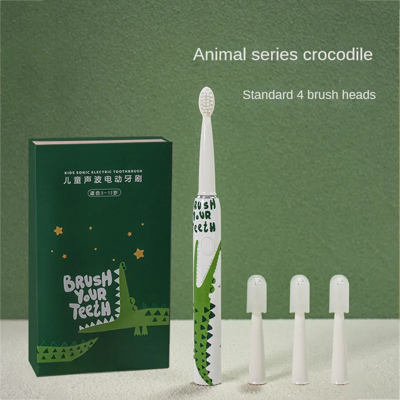 Children Sonic Electric Toothbrush with Replace The Toothbrush Head Kids Cartoon Ultrasonic Electric Toothbrush Sonic Brush Head