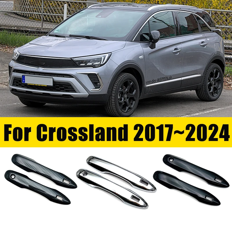 

For Opel Vauxhall Crossland 2017~2024 2018 Anti-scratch Bowl Sticker Fiber Car Doors External Handle Luxurious Car Accessories