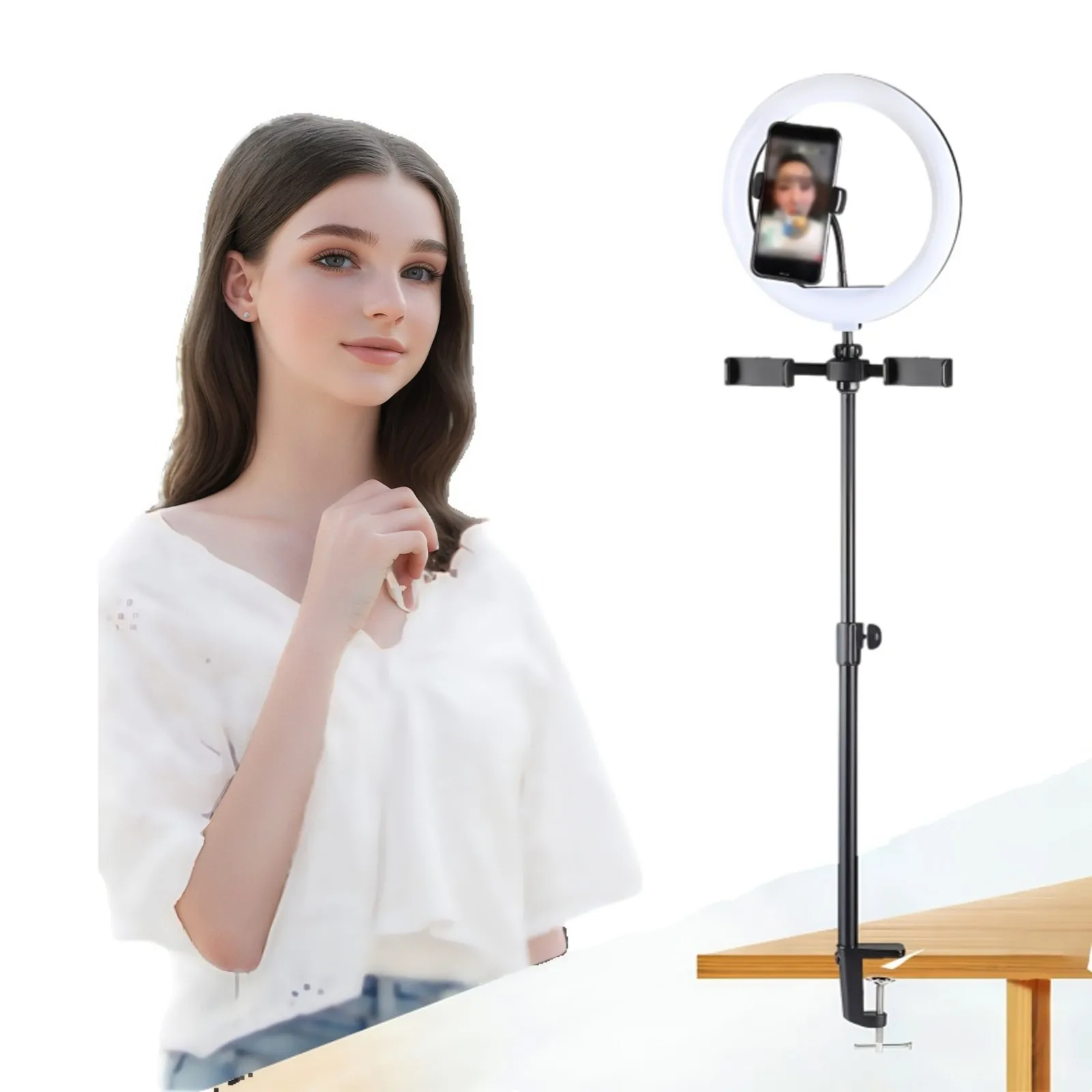 

Vijim Ls10 Desk Mount Stand C-Clamp Mount Flexible Arm Extend Light Stand with 360 ° Ballhead Microphone Stand Ring Light Bracket