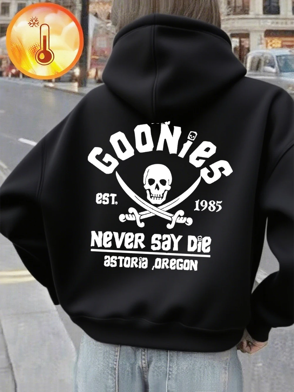 De Goonies Skeleton Printing Hoodies Dames Casual Pocket Pullover Winter Fleece Warm Sweatshirt Basics Sportieve Dameskleding