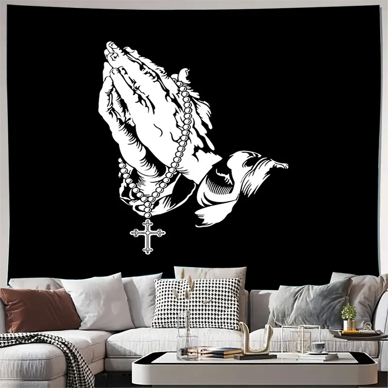 Religious Prayer Tapestry Wall Hanging Gothic Home Decor Christian Faith Art Wicca Spiritual Meditation Room Divider Backdrop