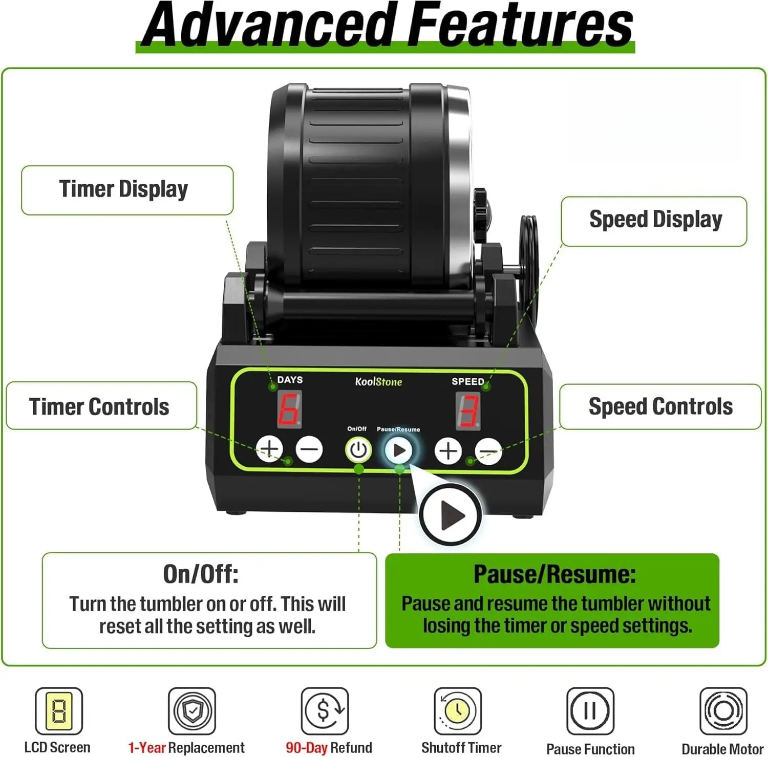 C1 Pro Brushless Rock Tumbler Kit – professionell, großes 2,5 Pfund Kapazität, bis zu 3X langlebiger, extrem lange Arbeitslebensdauer, rotierender Pol
