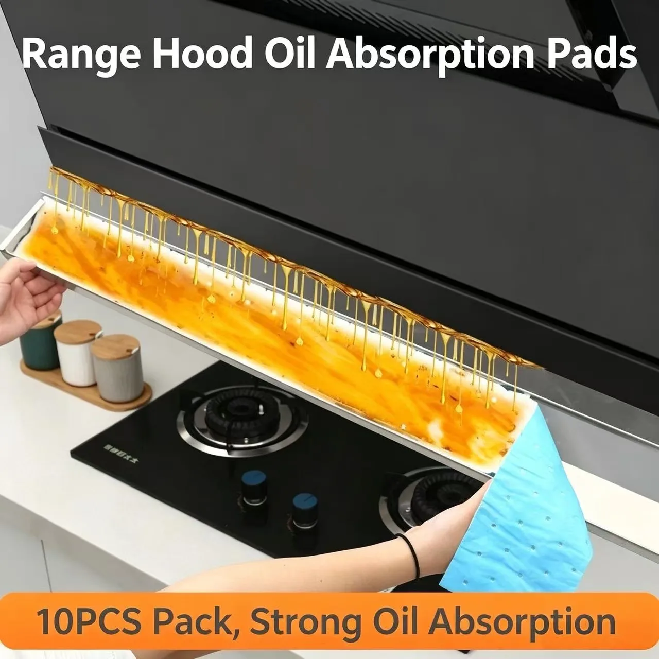 Disposable Range Hood Oil Absorbent Pads 10PCS Thickened Anti‑Leakage Cuttable Oil Tray Liner Kitchen Cooker Hood Accessories