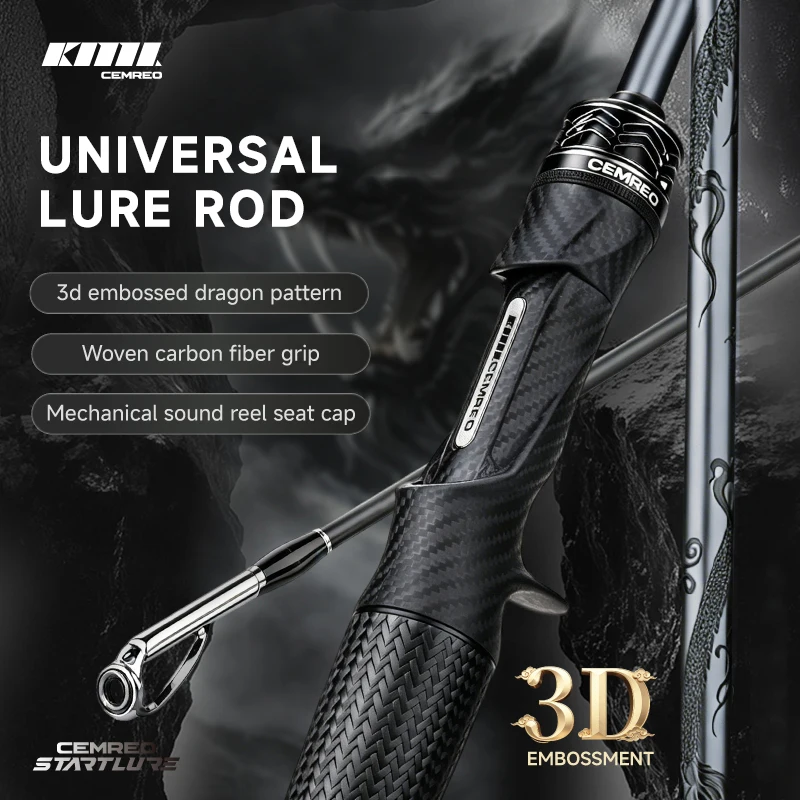 CEMREO Long Cast Fast Action Spinning/Casting Fishing Rod Light Weight Rod 1.8m/1.98m/2.1m/2.4m for Fishing Model:DARK WARRIOR