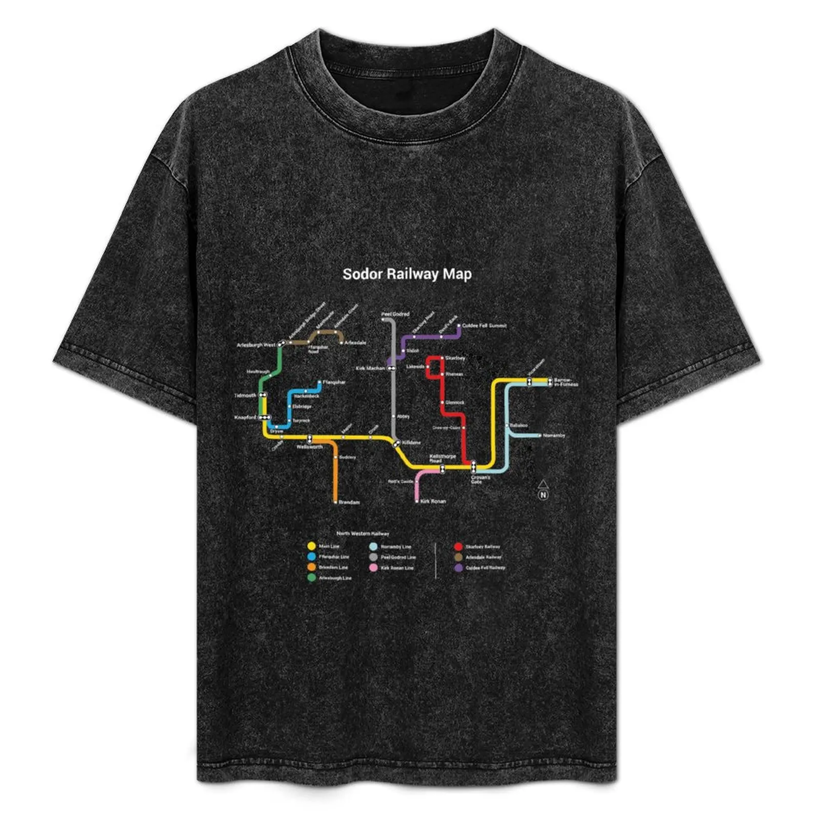 Sodor Railway Map - TTC Style, Dark T-Shirt Casual Loose Fit Summer Tee Shirt — купить у AliExpress WW