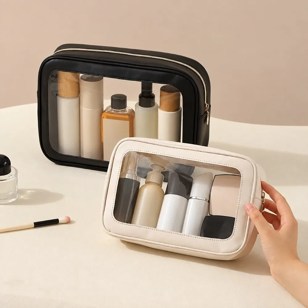Portable PVC Makeup Bag Waterproof Travel Miscellaneous Storage Bag Transparent Visible Outdoor Toiletry Bag