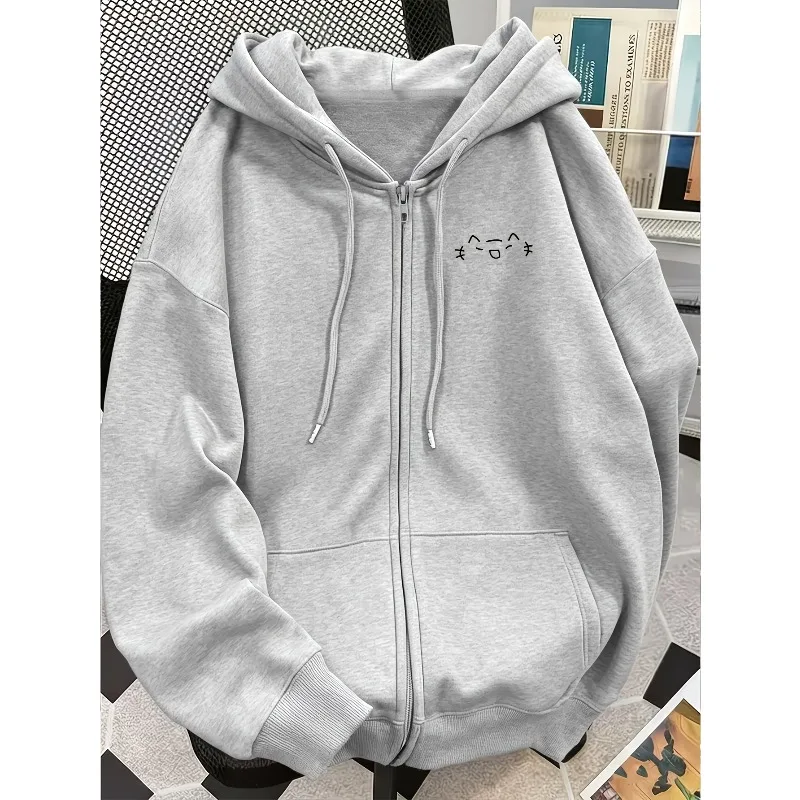 Damen-Fleecejacke mit Kapuze und Reißverschluss für Frühling, Herbst und Winter, Lockerer Reißverschluss-Stil für einen Trendigen Street-Look – Detail 3