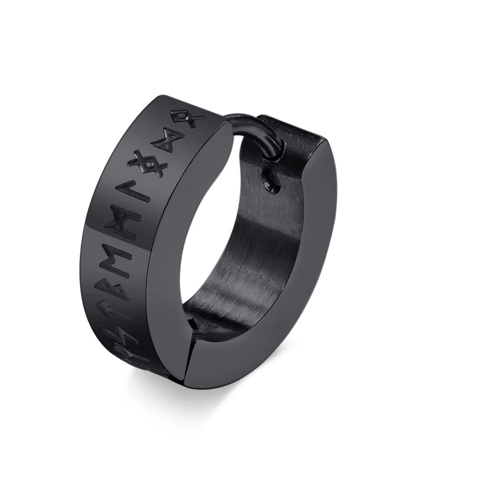 VNOX Men's Norse Viking Runes Hoop Earrings 13mm Stainless Steel