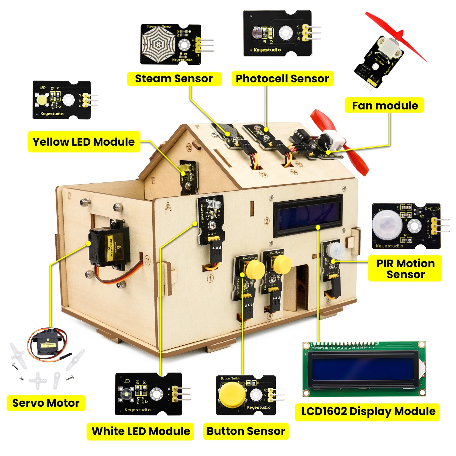 

Keyestudio умный дом IOT комплект с платой PLUS + 15 проектов учебников для Arduino STEAM House Kit DIY электронный комплект CE соответствует