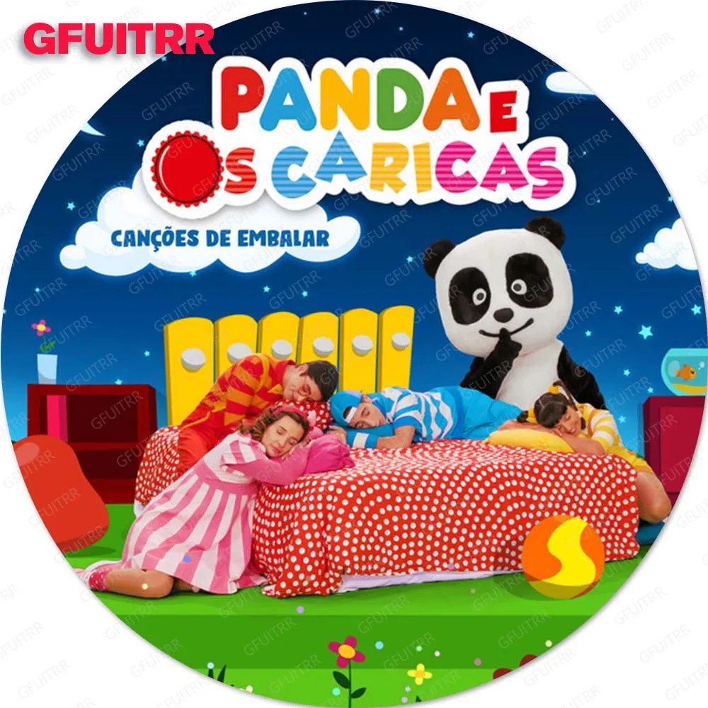 The Panda E Os Caricas Backdrop Round Kid Birthday Party Photography Background Decoration Baby Shower Photo Decor Booth Props