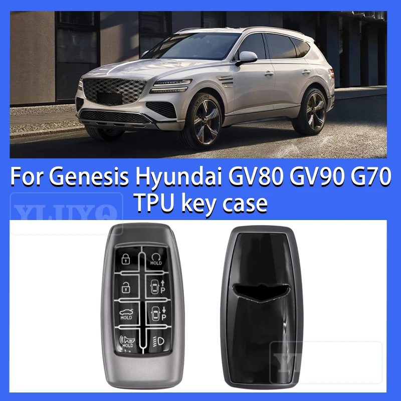 

For Hyundai Genesis GV80 GV90 Car Key Case TUP Key Cover Buckle G70 G80 G90 GV70 8 Buttons Car Interior Accessories