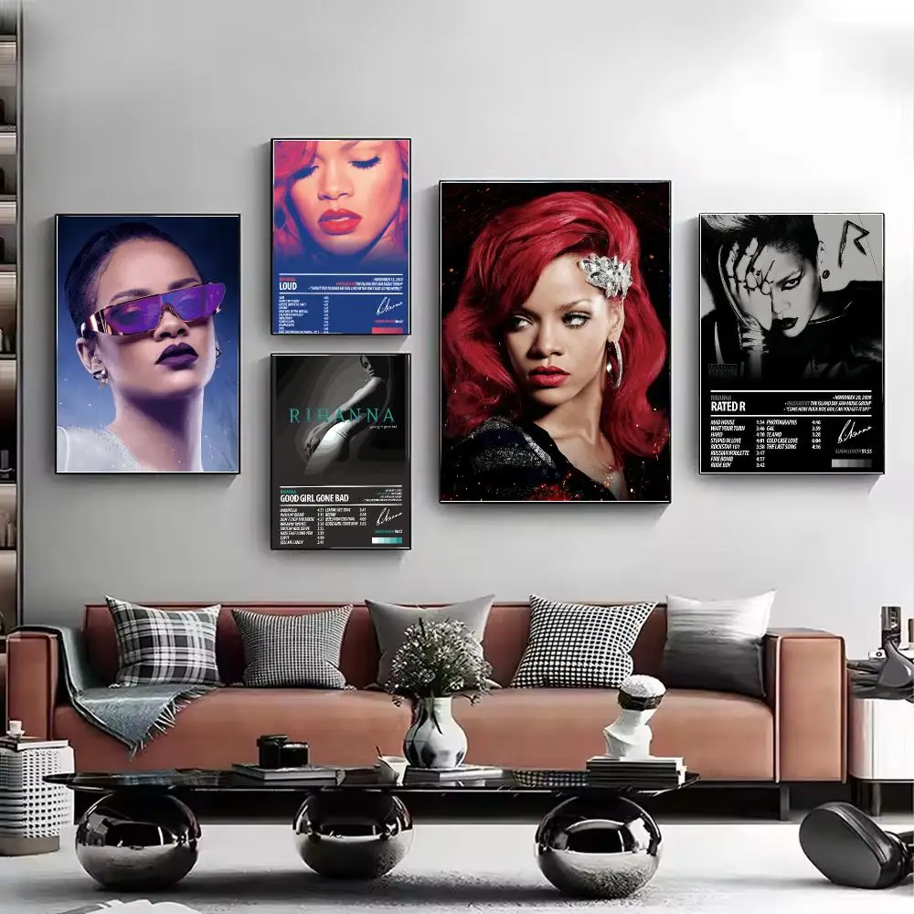 Singer R-Rihanna Poster Stylish Wall Art Print for Living Room Bedroom Study Office Café Home Decor Modern Gift
