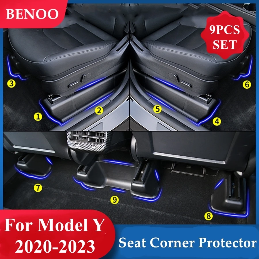 For Tesla Model Y 20-24 Surrounded Seat Corner Anti-Kick Guard Cover Back Track Protector Kits Anti-scratch Safety Accessories