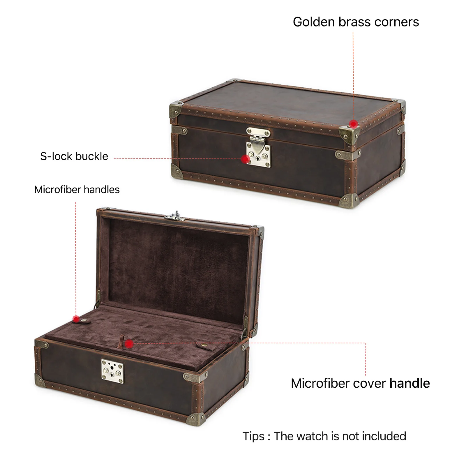 Genuine Leather 6/8/10 Slots Grids Watch Storage Case Portable Vintage Display Watch Organizer Boxes Luxury Men Best Gift Box