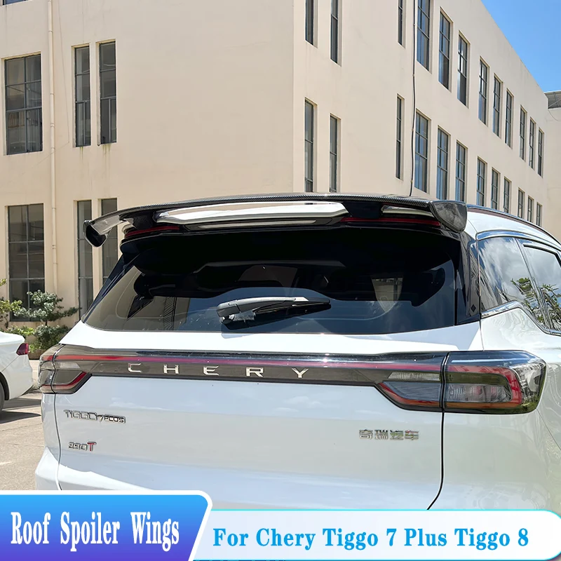 For 2021-2024 Year Chery Tiggo 7 Plus Tiggo 8 Rear Roof Lip Spoiler Tail Wings ABS Plastic Black Car Tuning Body Kit Accessories