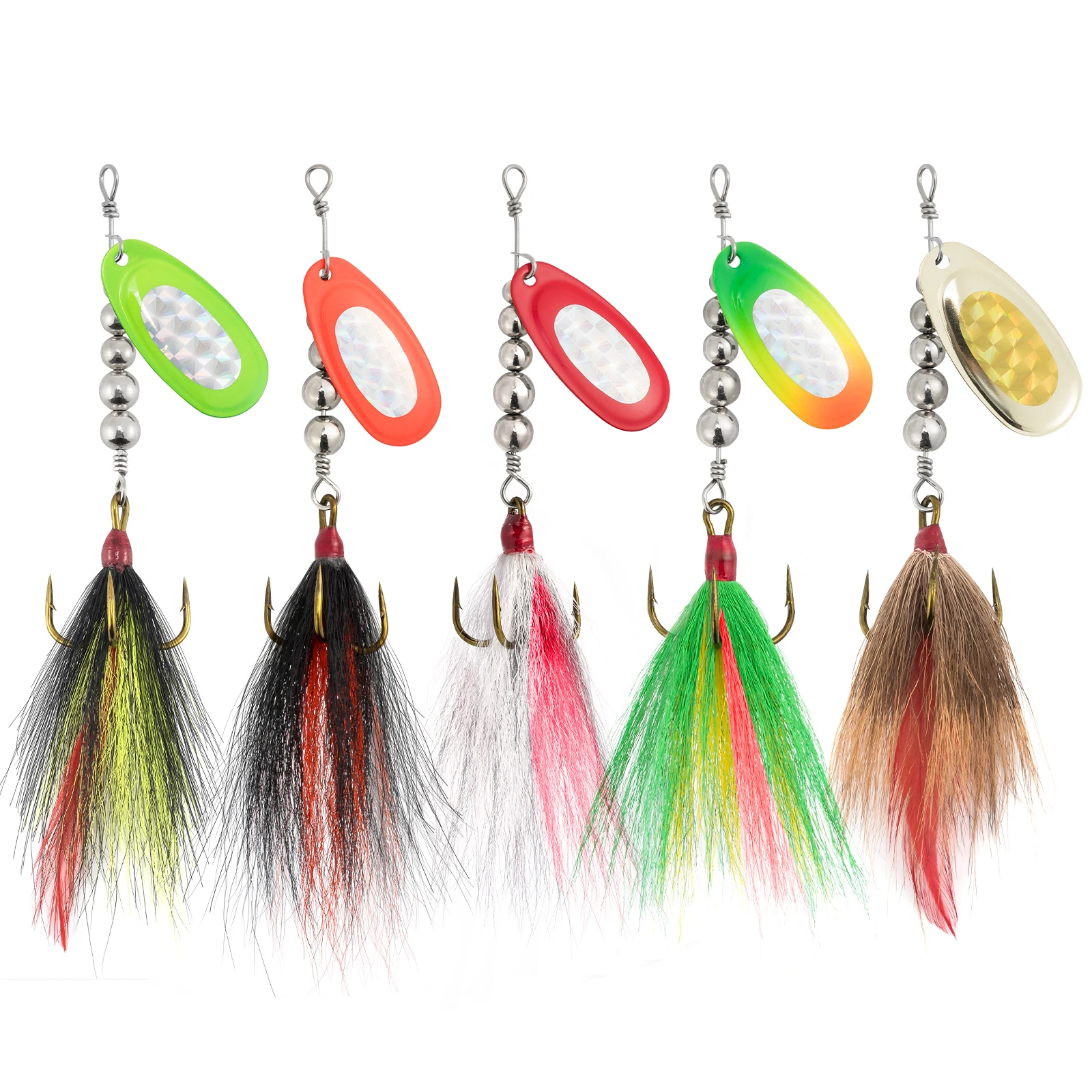 

5pcs Musky Fishing Lures Inline Spinner Bucktail Spinnerbaits for Northern Pike Striper Big Game Saltwater Sea Fishing