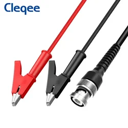 Cleqee P1003 BNC Q9 Male Plug To Dual Alligator Clip Coaxial Cable DIY Crocodile Clamp Test Lead For Electronics Testing