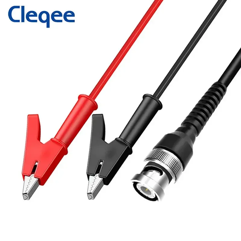 Cleqee P1003 BNC Q9 wtyk męski na podwójny zacisk krokodylkowy kabel koncentryczny DIY zacisk krokodylkowy przewód pomiarowy do testowania elektroniki