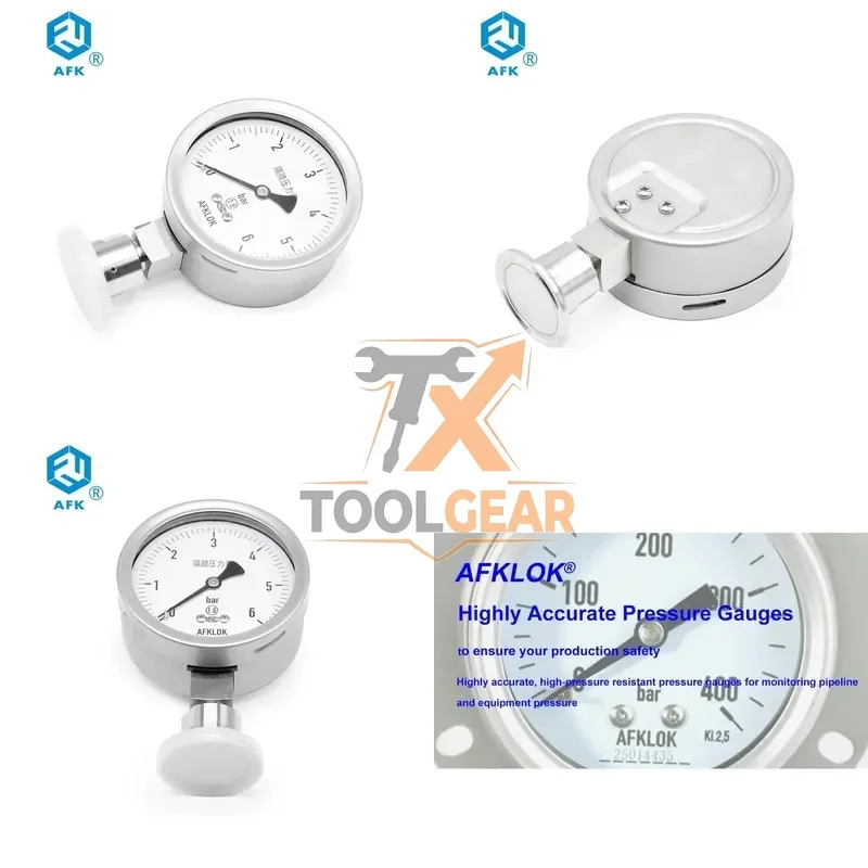 2026hotsale* Sanitary Diaphragm Pressure Gauge 63mm Hydraulic Pressure Gauge Stainless Steel Pressure Gauge