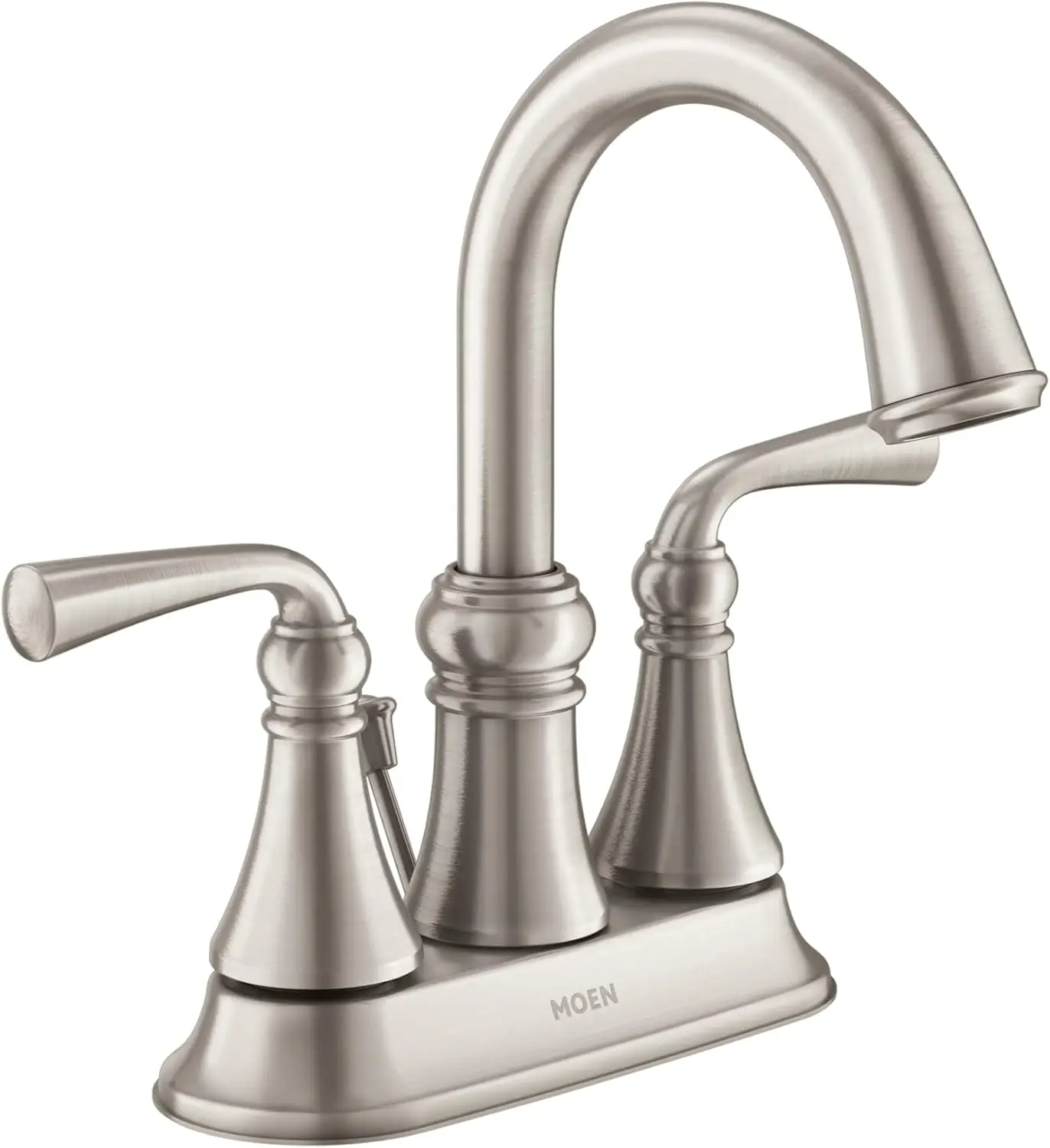 Moen Wetherly Spot Resist Brushed Nickel Two-Handle Centerset Bathroom Faucet with Drain Assembly, WS84850SRN