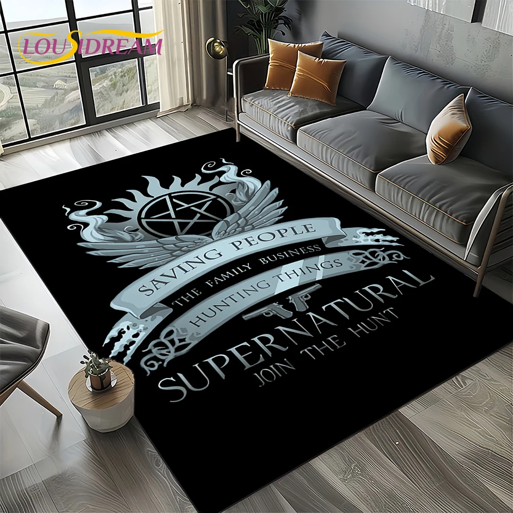 3D SPN Supernatural Sign Dean Sam Carpet Rug for Living Room Bedroom Home Sofa Decoration,Kids Play Area Rug Non-slip Floor Mat