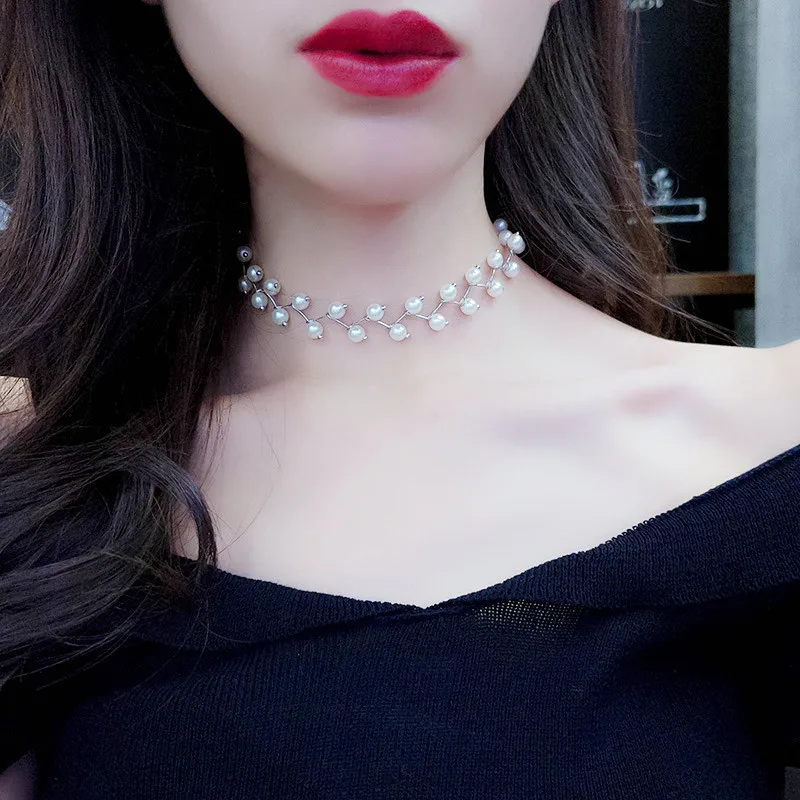 PTTOZAN Women Round Pearl Necklace Girls Party Gifts Chokers Necklace Outwear