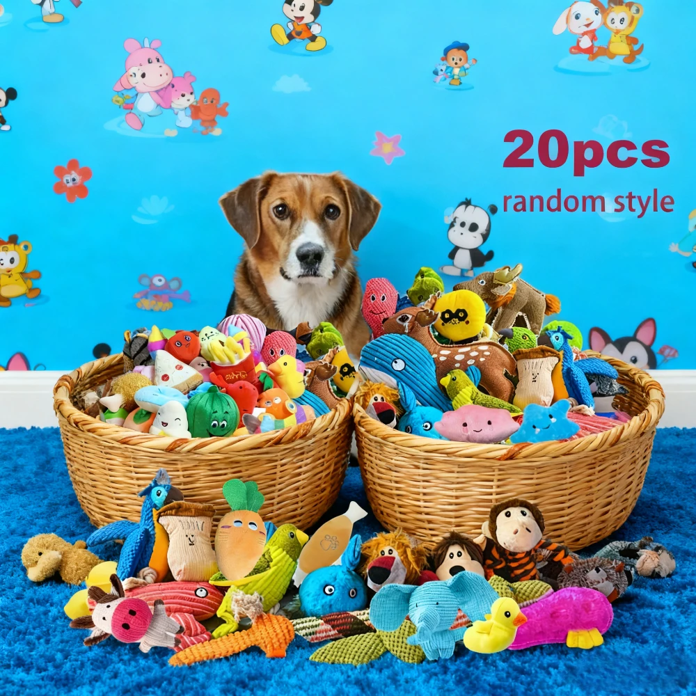 20pcs Dog Toy Assortment Box, Random Mix Bite-Resistant Chew & Squeaky Toys for Small Medium Dogs, Interactive Puppy Toys for Tu