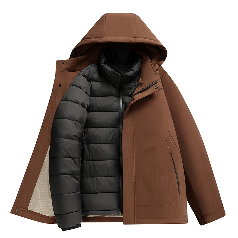Removable Lining Outerwear for Middle-aged and Elderly Men's Coats Thickened Cotton Jackets Fashionable Men's Jackets L-5XL